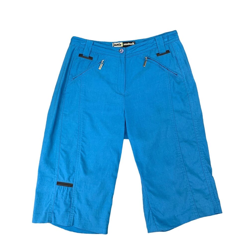 Jamie Sadock Shorts Womens 4 Bright Blue Clam Diggers High Rise Retro Golf